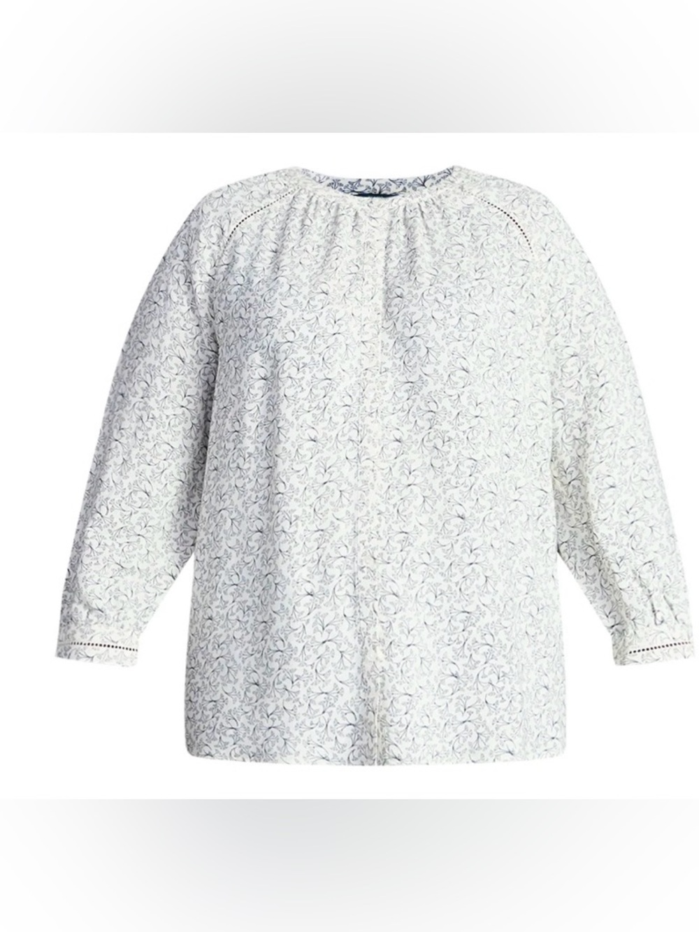 Terra & Sky Women's Plus Size Button Blouse with 3/4-Length Sleeves